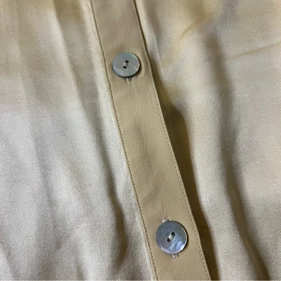 Cream High-Waist Trouser Shirt-Sleeve Tunic 100% Silk Vintage Coord Matching Set